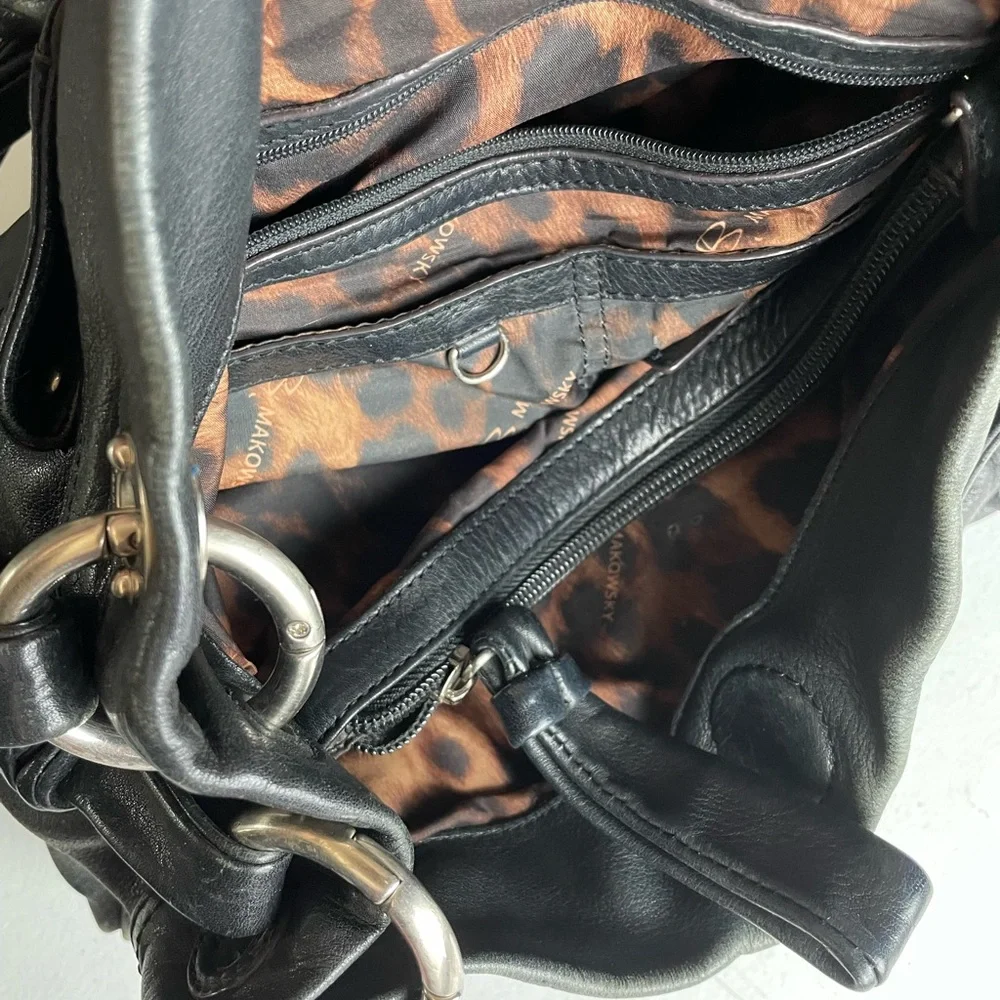 VTG B.Makowsky Black Leather Purse Handbag - Picture 3 of 12